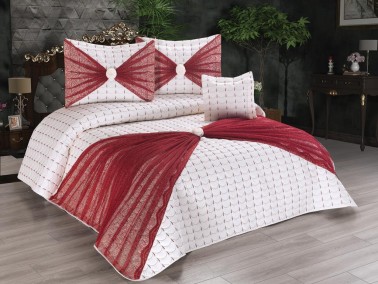 Destina Quilted Double Bedspread Navy Red - Thumbnail