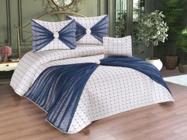 Destina Quilted Double Bedspread Navy Blue - Thumbnail