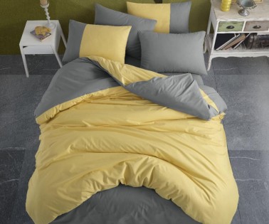 Diamond Double Duvet Cover Set Yellow Anthracite - Thumbnail