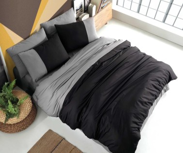 Diamond Double Duvet Cover Set Black Anthracite - Thumbnail