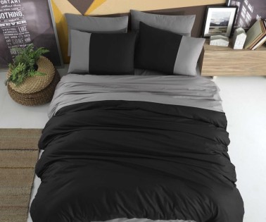 Diamond Double Duvet Cover Set Black Anthracite - Thumbnail