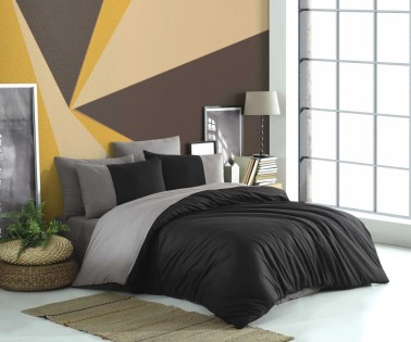 Diamond Double Duvet Cover Set Black Anthracite - Thumbnail