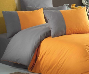 Diamond Double Duvet Cover Set Orange Anthracite - Thumbnail