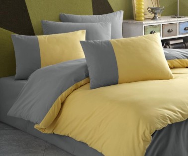 Diamond Single Duvet Cover Set Yellow Anthracite - Thumbnail