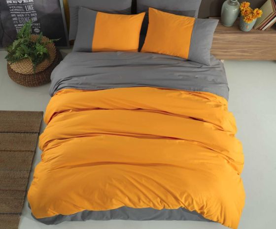 Diamond Single Duvet Cover Set Orange Anthracite