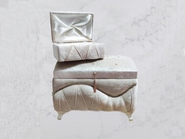 Dowry World - Diba Luxury Stone Tasseled Double Dowry Chest Powder Dowry World - Diba Luxury Stone Tasseled Double Dowry Chest Powder