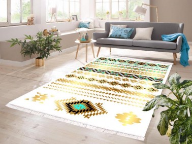 Dowry World - Amara Digital Printing Non-Slip Floor Velvet Carpet Cream 80x200 cm Dowry World - Amara Digital Printing Non-Slip Floor Velvet Carpet Cream 80x200 cm