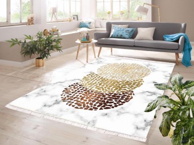 Dowry World - Ande Digital Printing Non-Slip Floor Velvet Carpet White 80x150 cm