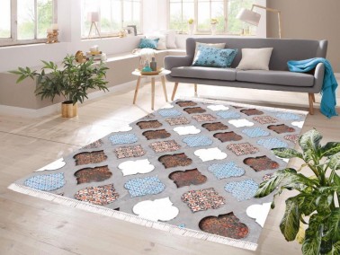 Dowry World - Carla Digital Printing Non-Slip Base Velvet Carpet Multi Color 100x200 cm