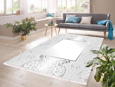 Dowry World - Elvina Digital Printing Non-Slip Base Velvet Carpet Silver 100x200 cm