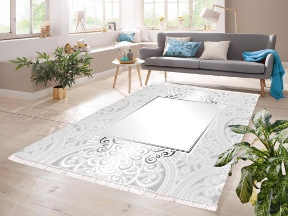 Elvina Digital Printing Non-Slip Base Velvet Carpet Silver 100x300 cm