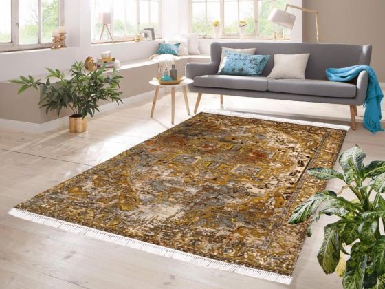 Inna Digital Printing Non-Slip Base Velvet Carpet Gold 100x300 cm