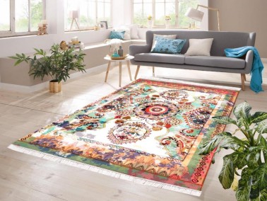 Dowry World - Lydia Digital Printing Non-Slip Base Velvet Carpet Multi Color 180x280 Cm Dowry World - Lydia Digital Printing Non-Slip Base Velvet Carpet Multi Color 180x280 Cm