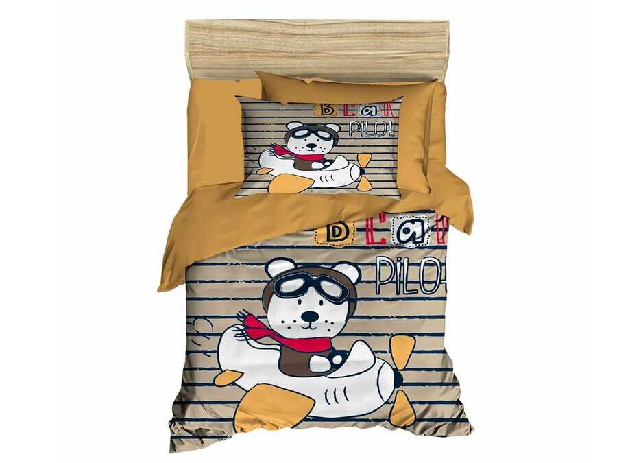 Çeyiz Diyarı - Digital Printed 3d Baby Duvet Cover Set Pilot Yellow Çeyiz Diyarı - Digital Printed 3d Baby Duvet Cover Set Pilot Yellow
