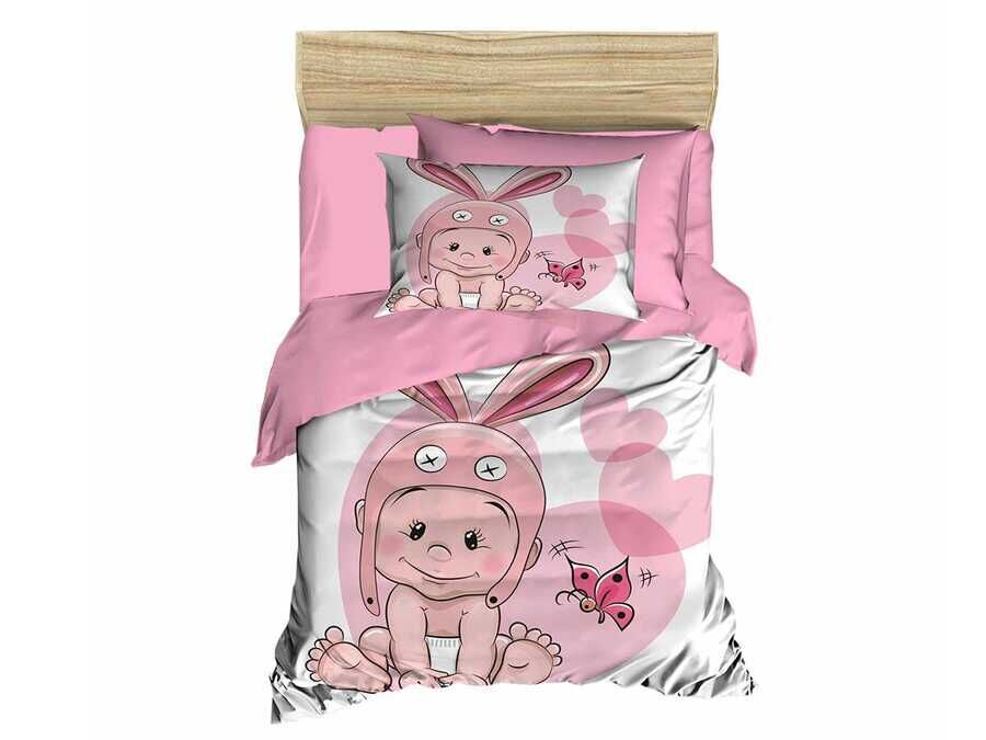 
Digital Printed 3d Baby Duvet Cover Set Rabbit Baby Pink