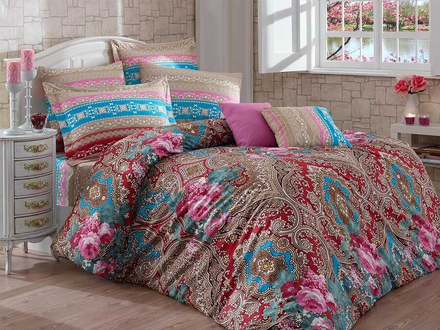  Dilem 100% Cotton Double Duvet Cover Set Brown