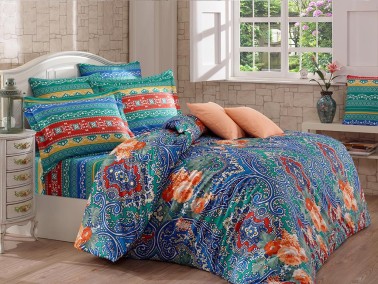 Best Class - Dilem Maviطقم غطاء لحاف 100% قطني مزدوج لون ازرق