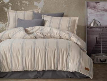 Dilsu Yarn Dyed Double Duvet Cover Set Antrachite - Thumbnail