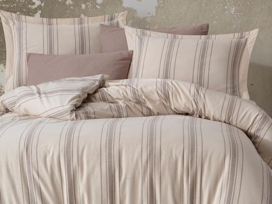 Dilsu Yarn Dyed Double Duvet Cover Set Beige