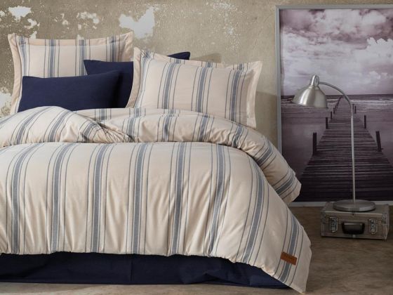 Dilsu Yarn Dyed Double Duvet Cover Set Navy Blue