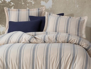 Dilsu Yarn Dyed Double Duvet Cover Set Navy Blue - Thumbnail