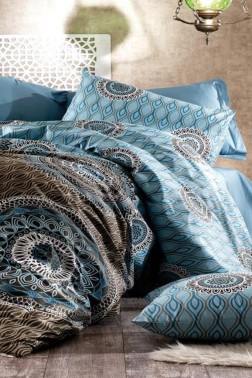 Çeyiz Diyarı - Dimas Bedding Set 3 Pcs, Duvet Cover 160x220, Sheet 160x240, Pillowcase, Single Size, Self Patterned, Queen Bed Daily use Blue Çeyiz Diyarı - Dimas Bedding Set 3 Pcs, Duvet Cover 160x220, Sheet 160x240, Pillowcase, Single Size, Self Patterned, Queen Bed Daily use Blue