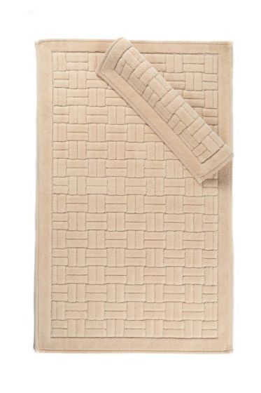 Domino Bath Mat Set 2 pcs, 60 x 100, 50 x 60, %100 Cotton Fabric Cappuccino