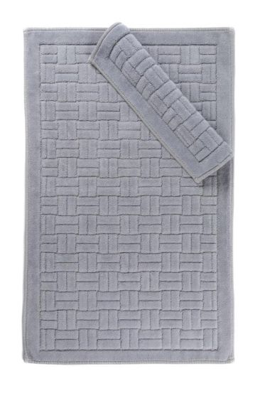 Domino Bath Mat Set 2 pcs, 60 x 100, 50 x 60, %100 Cotton Fabric Gray
