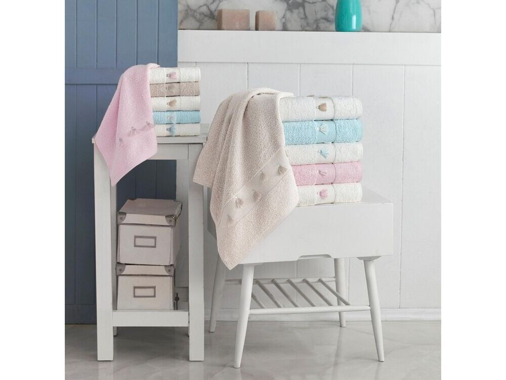 Dowry World - Dora طقم مناشف للوجه واليدين من الجاكار مكون من 6 قطع Dowry World - Dora طقم مناشف للوجه واليدين من الجاكار مكون من 6 قطع