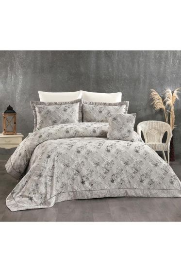 Dora Chenille Bedspread Set 245x255, Bed Sheet 240x260, Cotton, Gray