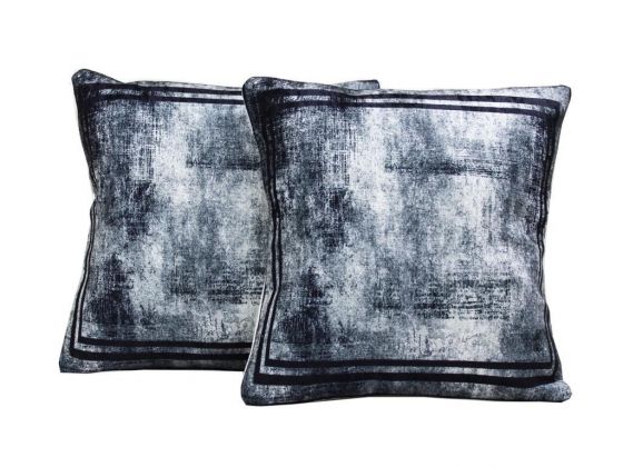 Double Stripe 2 Pcs Velvet Pillow Cover Anthracite