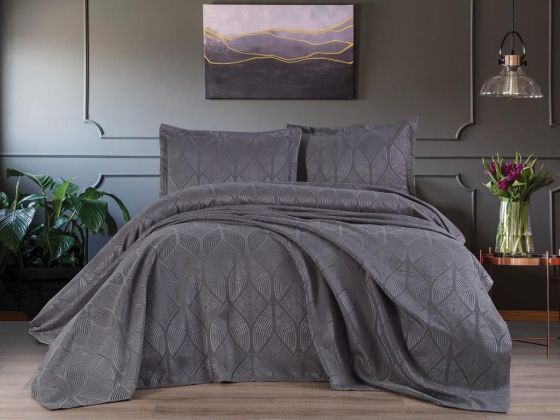 Dowry Land Carlotta 3 Piece Bedspread Set Anthracite