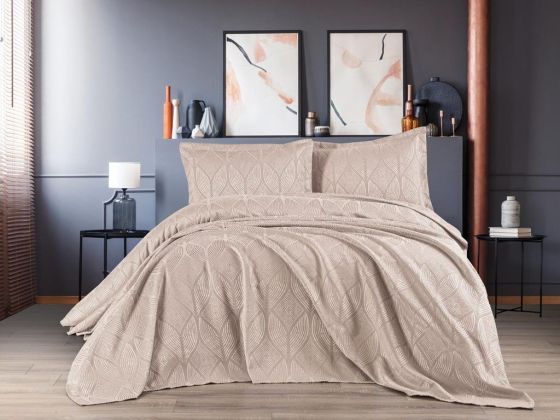 Dowry Land Carlotta 3-Piece Bedspread Set Beige