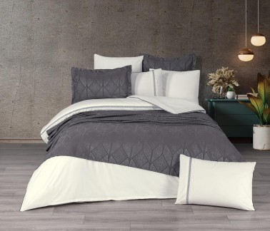 Dowry Land Carlotta 9-Piece Duvet Cover Set Anthracite Cream - Thumbnail