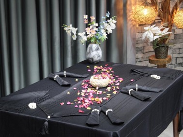 Dowry Land Colber 26 Piece Table Cloth Set Black - Thumbnail