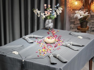 Dowry Land Colber 26 Piece Table Cloth Set Smoked - Thumbnail