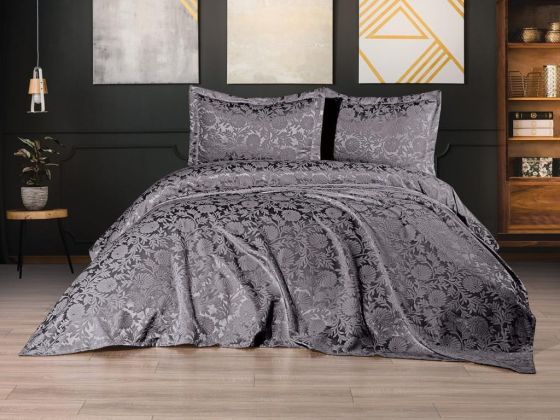 Dowry Land Daisy 3-Piece Bedspread Set Anthracite