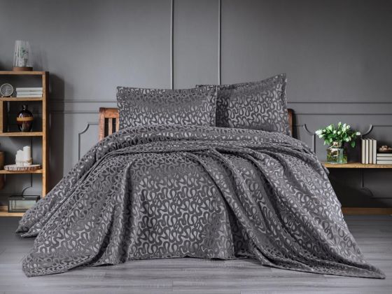 Dowry Land Delmare 3 Piece Bedspread Set Anthracite