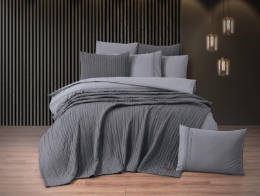 Dowry Land Denim 9 Piece Duvet Cover Set Anthracite Gray - Thumbnail