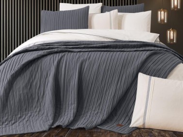 Dowry Land Denim 9 Pieces Duvet Cover Set Anthracite Cream - Thumbnail