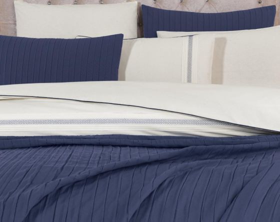 Dowry Land Denim 9 Pieces Duvet Cover Set Indigo Cream