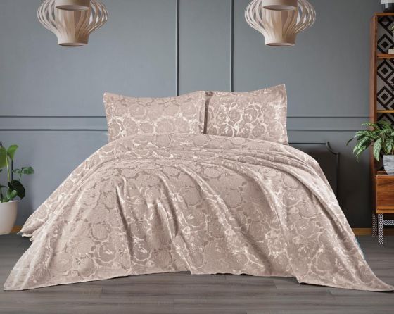 Dowry Land Froncois 3-Piece Bedspread Set Beige