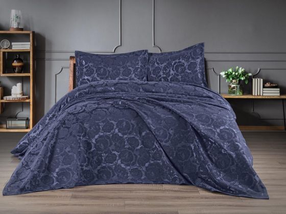 Dowry Land Froncois 3-Piece Bedspread Set Indigo