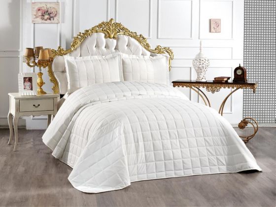 طقم غطاء سرير مفرد - أبيض Dowry World Alena 