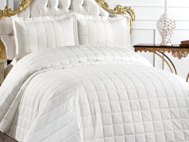 طقم غطاء سرير مفرد - أبيض Dowry World Alena - Thumbnail