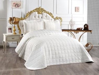 طقم غطاء سرير مزدوج - أبيض Dowry World Alena - Thumbnail