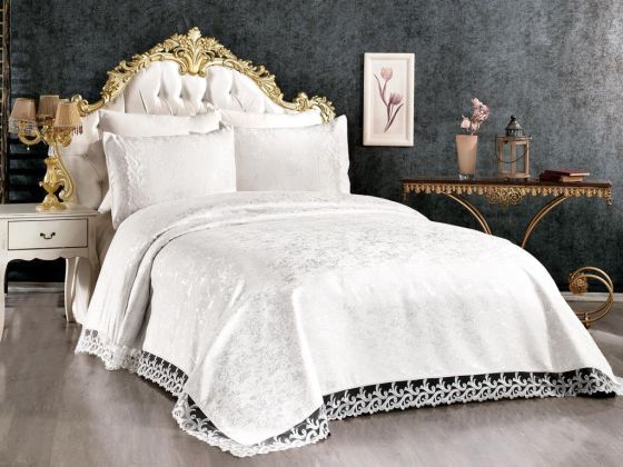 Dowry World Belinda Single Jacquard Bedspread Cream