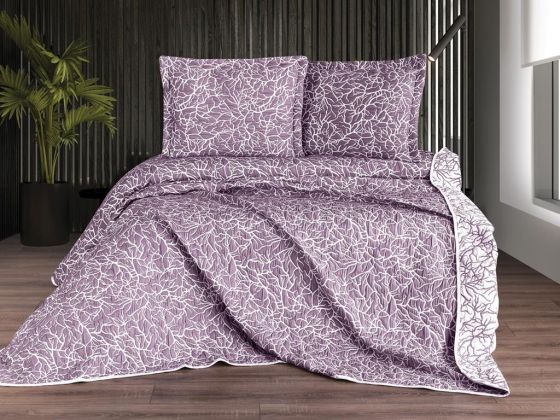Dowry World River Bedspread Set Double Size Double Sided Plum
