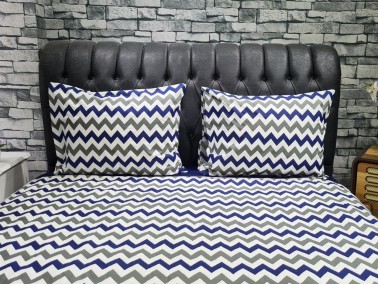 Dowry World Zigzag Duvet Cover Set Double Size Navy Blue - Thumbnail