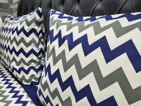 Dowry World Zigzag Duvet Cover Set Double Size Navy Blue